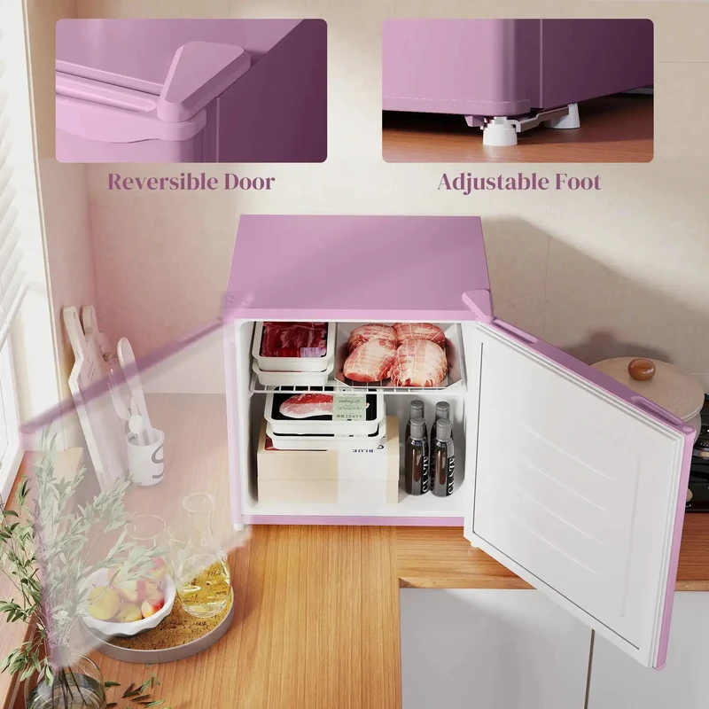 Slick 1.1 Cu Ft Compact Countertop Upright Freezer Featuring Smooth Temperature Dial And Handy Removable Shelf In Vibrant Pink Perfect For Dorm Room Or Office