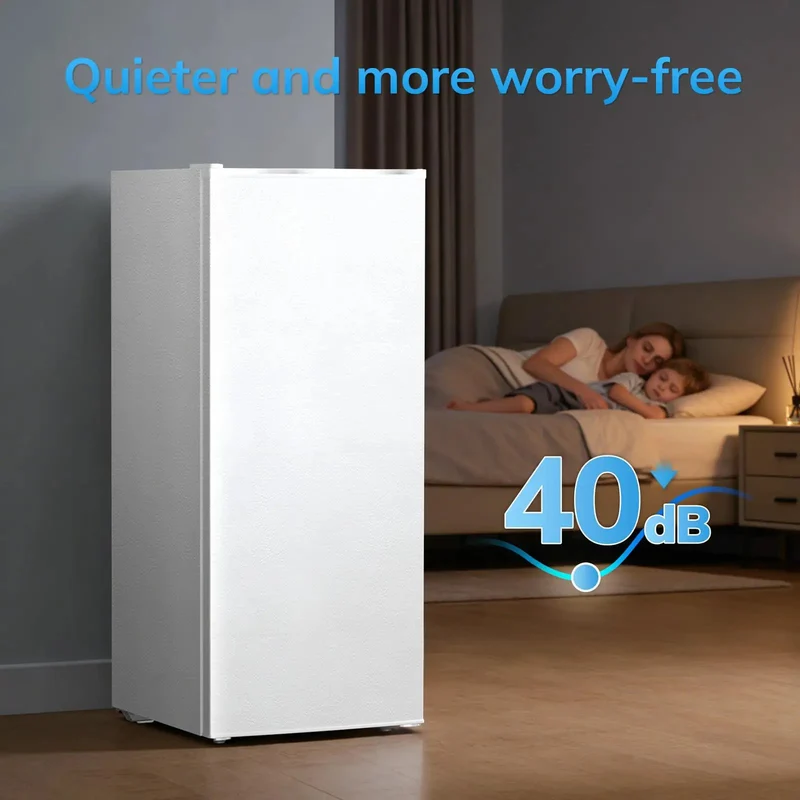 Compact Upright Freezer With 6 Cubic Feet Capacity And Seven Temperature Settings. Deep Freeze Features Detachable Glass Racks And Reversible Hinge. Rubber Feet Keep Setup Rock Solid For Zero Hassle. White Choice For Dorms Or Tiny Spaces.