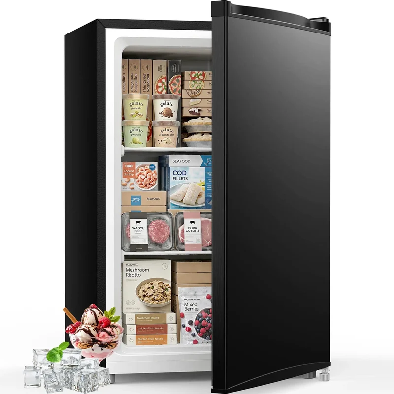 Compact 3.0 Cubic Foot Upright Mini Freezer In Black Delivers Sweet Cold Storage For Apartments And Dorm Rooms Without Making A Peep Keeps Meat And Ice Cream Totally Crisp All Season Long While Sliding Under Counters Smooth As Silk