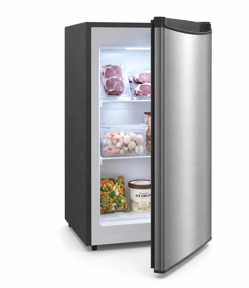 Built Tough 3.1 Cu Ft Upright Freezer Freestanding Deep Chill Unit With Reliable Dial Thermostat Flexible Removable Shelves Clean Stainless Steel Design And Simple Side Swing Reversible Doors Totally Garage Ready For Ice Cream