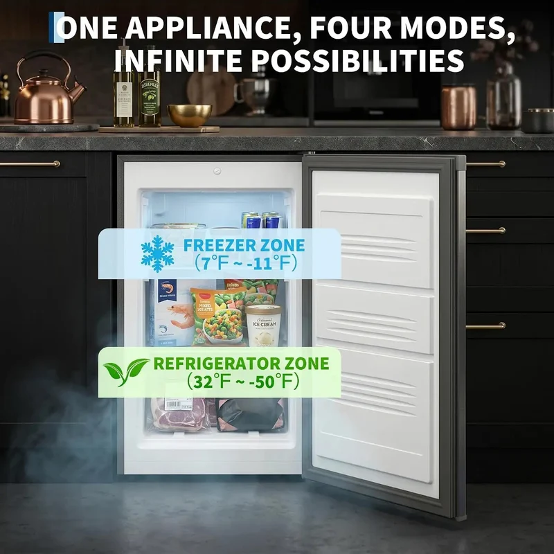 Built Tough 3.1 Cu Ft Upright Freezer Freestanding Deep Chill Unit With Reliable Dial Thermostat Flexible Removable Shelves Clean Stainless Steel Design And Simple Side Swing Reversible Doors Totally Garage Ready For Ice Cream