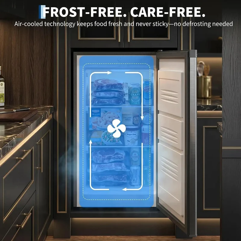 Dang Solid Upright Freezer 3.1 Cu Ft Single Door Vertical Deep Storage With Adjustable Shelves And Simple Mechanical Temp Control No Fuss Build For Garage Kitchen Or Basement In Slick Stainless Steel Finish
