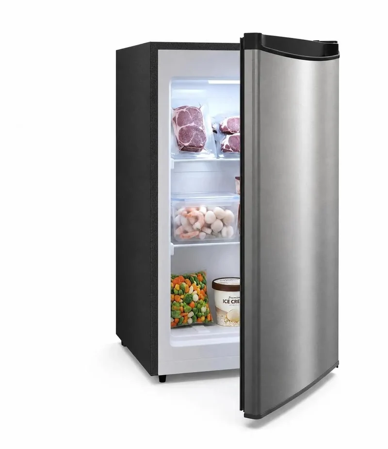 3.1 Cu Ft Upright Freezer With Sleek Stainless Steel Finish, Single Door Freestanding Design Saves Space, Mechanical Thermostat Keeps Things Chilled, Adjustable Shelves Make Organization A Breeze, Perfect For Loading Up On Meat And Ice Cream
