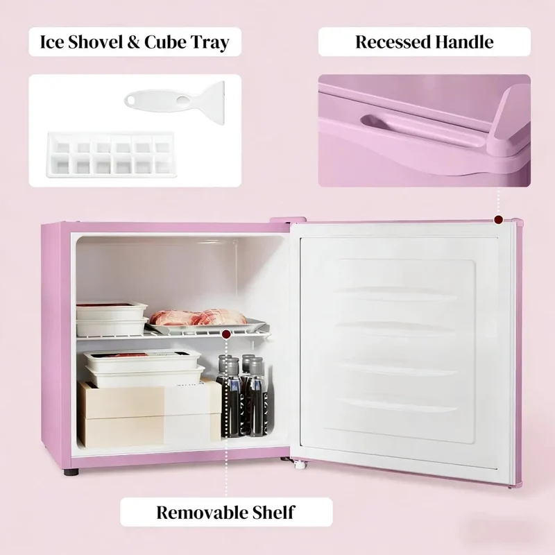 Slick Compact Upright Freezer Featuring Adjustable Temperature Settings Removable Shelf Reversible Door For Tight Kitchens Hella Tough Steel Frame With Fun Ice Cube Making Gear For Busy Households
