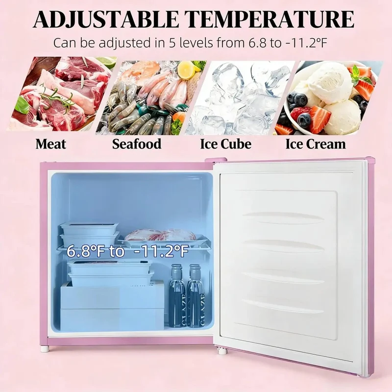 Slick Compact Upright Freezer Featuring Adjustable Temperature Settings Removable Shelf Reversible Door For Tight Kitchens Hella Tough Steel Frame With Fun Ice Cube Making Gear For Busy Households
