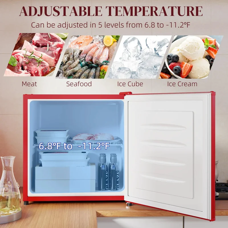 Score This Snazzy Countertop Mini Freezer For Easy Setup And Keep Your Daily Grub Ice Cold Using 1.1 Cubic Feet Of Removable Shelf Storage Built For Dorms Or Rv Life