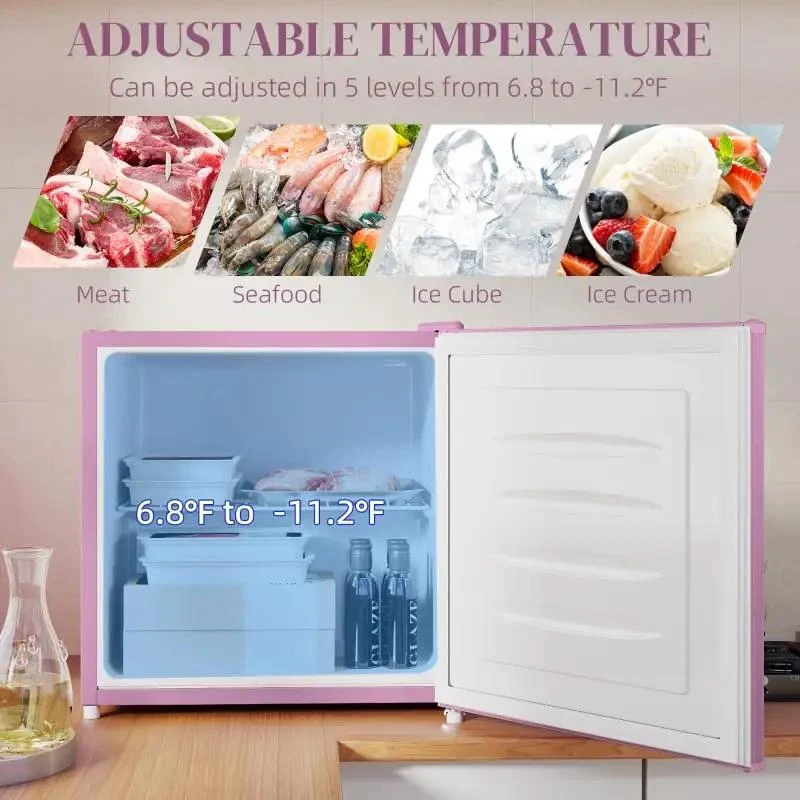 Pink Countertop Mini Freezer 1.1 Cubic Feet Compact Upright Quick Chill No Fuss Energy Saver Straight Up Quiet Operation Smooth Storage For Dorms Offices And Kitchen Counters