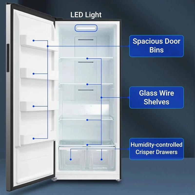Heavy Duty 21 Cu Ft Upright Freezer, No Fuss Frost Free System, Sleek Led Touch Panel And Stainless Steel Build, Roomy Enough For Grocery Runs, Straight Up Garage Ready Powerhouse