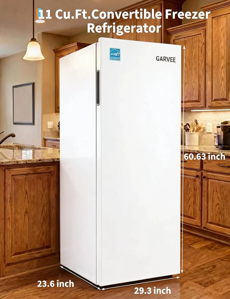 Space Saving 11 Cu Ft Convertible Upright Freezer Plays Nice As A Garage Ready Refrigerator With Freezer Slim Vertical Build Slides Straight Into Any Tight Kitchen Laundry Closet Or Pantry Honest Cooling Power Keeps Bulk Groceries Frozen Solid No Drama
