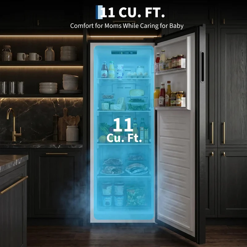 No Sweat 11 Cu Ft Frost Free Upright Freezer With Convertible Fridge Mode And Adjustable Shelves Smooth Sailing Mechanical Temp Control Freestanding Deep Storage For Garage Or Kitchen Clean Black Finish Quick Setup