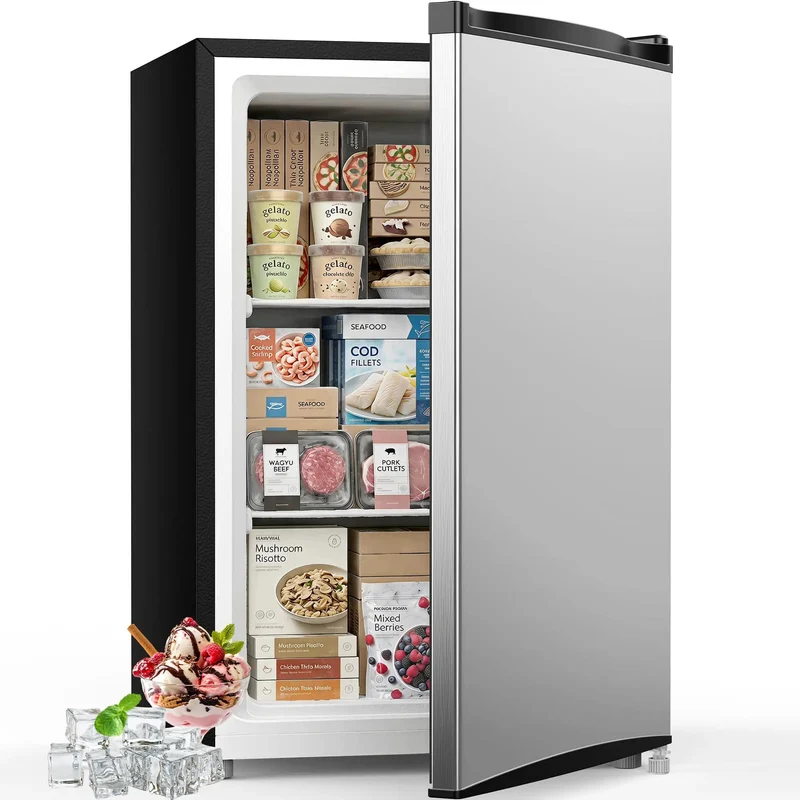 Hella Compact Mini Freezer For Kitchen Or Dorm Room Storage With Adjustable Shelves Roomy Upright Cold Chest For Bulk Meats Seafood And Breast Milk No Sweat Setup In Black