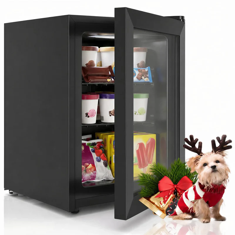 3.0 Cu Ft Upright Freezer With Clear Glass Door Sleek Black Cabinet Straight Up Heavy Duty Storage Workhorse Perfect For Compact Apartments Dorm Rooms And Garages Guaranteeing Serious Cold Performance For Everyday Grocery Needs