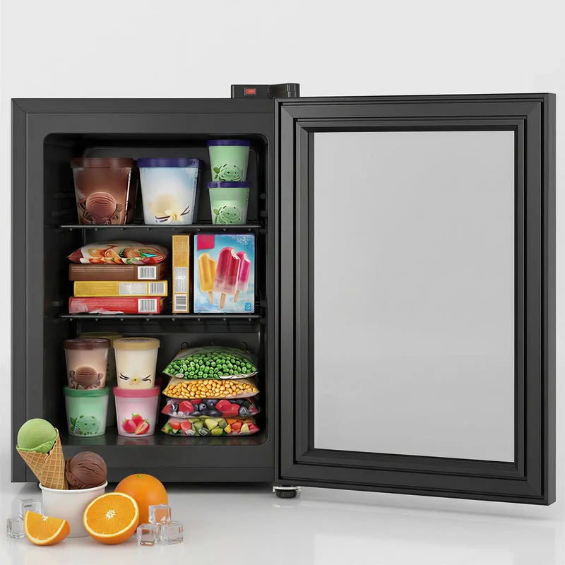 3.0 Cu Ft Upright Freezer With Clear Glass Door Sleek Black Cabinet Straight Up Heavy Duty Storage Workhorse Perfect For Compact Apartments Dorm Rooms And Garages Guaranteeing Serious Cold Performance For Everyday Grocery Needs