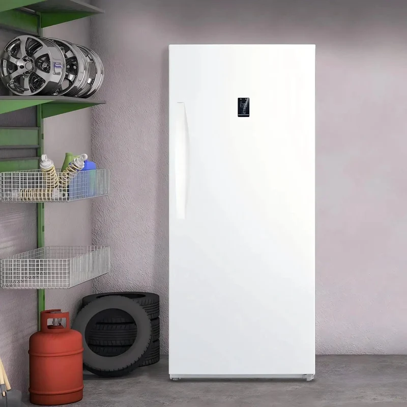 Heavy Duty Convertible Upright Fridge Freezer With Auto Defrost And Four Adjustable Shelves, Rock Solid For Stashing Grub, Chilling Brews, And Garage Ready Storage