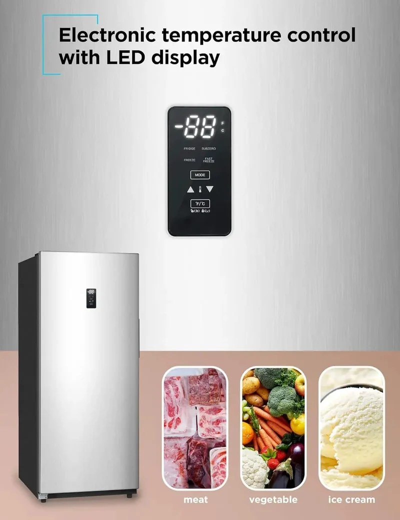 Heavy Lifter 14 Cubic Foot Convertible Freezer And Refrigerator With No Sweat Frost Free Build Glass Racks And Brushed Steel Exterior Crafted For Garages And Game Rooms To Keep Your Grub And Drinks Absolutely Chilled