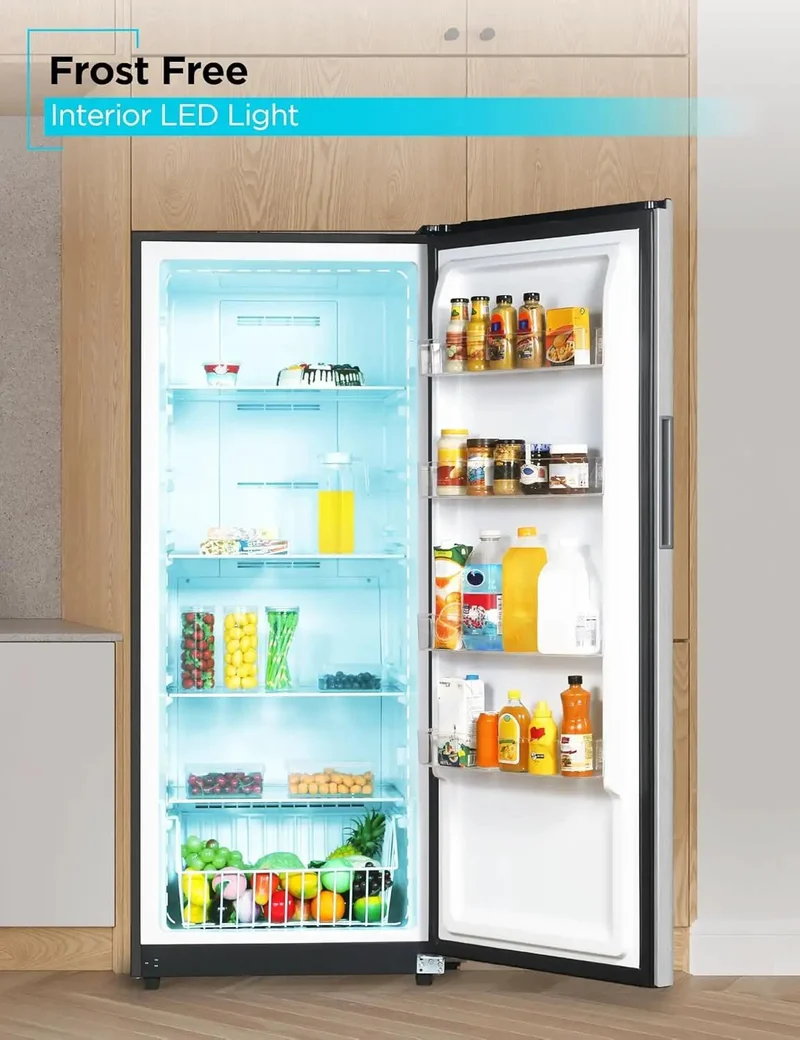 Heavy Lifter 14 Cubic Foot Convertible Freezer And Refrigerator With No Sweat Frost Free Build Glass Racks And Brushed Steel Exterior Crafted For Garages And Game Rooms To Keep Your Grub And Drinks Absolutely Chilled