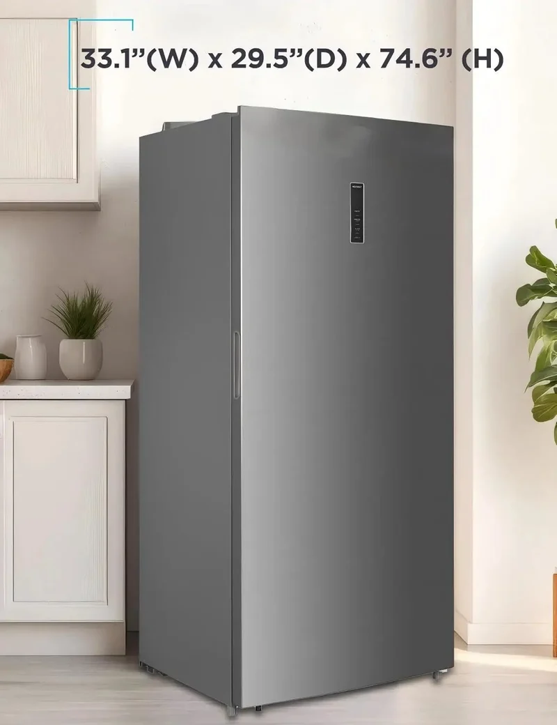 Spacious 21.2 Cubic Foot Convertible Stand Up Freezer And Refrigerator With Built In Frost Free Cooling Clear Glass Shelves And Reversible Entry For Daily Grind Use