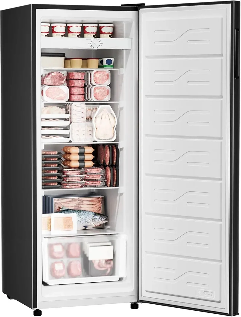 Dang Roomy Full Size Upright Freezer With Sleek Single Glass Door And Handy External Control Panel For Massive Frozen Food Storage And Zero Fuss Home Kitchen Cooling
