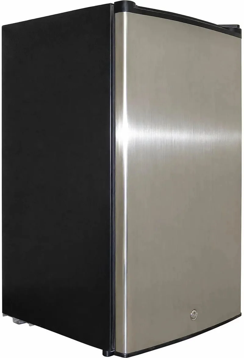 Top Tier Full Size Upright Freezer With Single Tempered Glass Door And No Sweat Temperature Knobs Offering Heavy Duty Frozen Meat Storage Plus Low Key Energy Efficient Design For Home