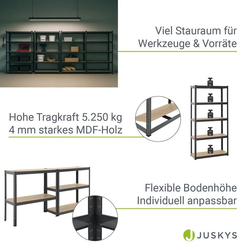 Lagerregal Basic 2er bis 8er Set 180 x 90 x 40 cm