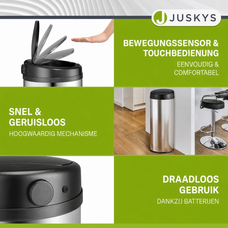 Runder Mülleimer mit Sensor
