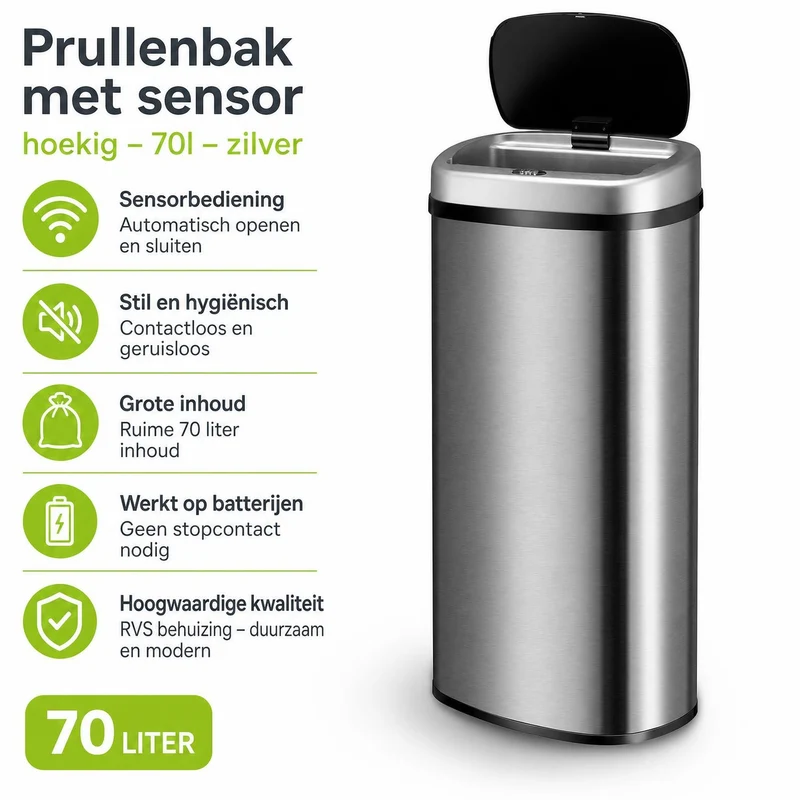 Rechteckiger Mülleimer mit Sensor