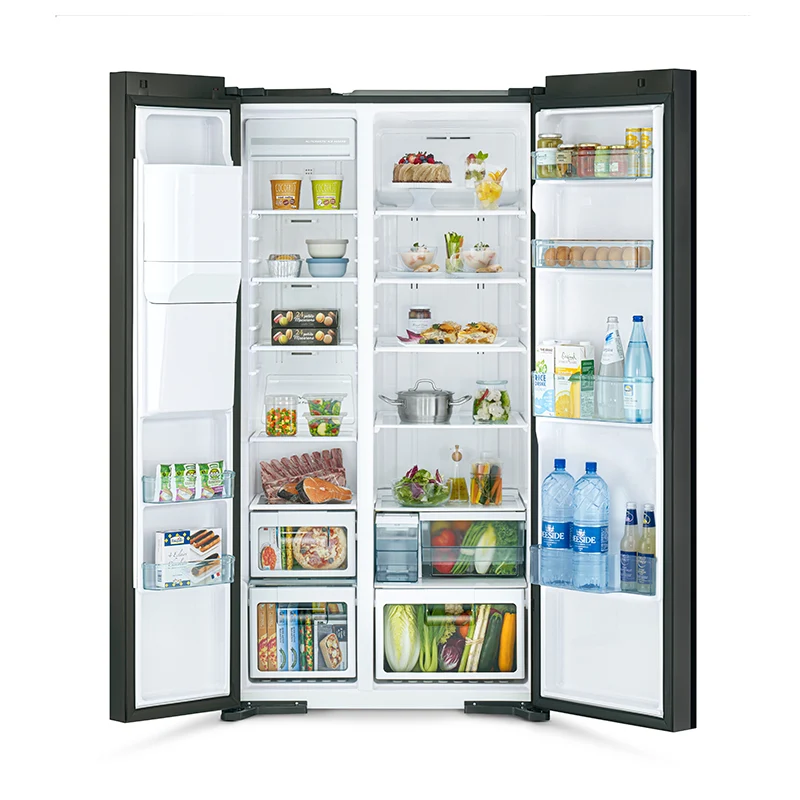ثلاجة هيتاشي R-S700PUQ0 - سايد باي سايد - أسود زجاجي Hitachi R-S700PUQ0 Refrigerator - Side-by-Side - Black Glass