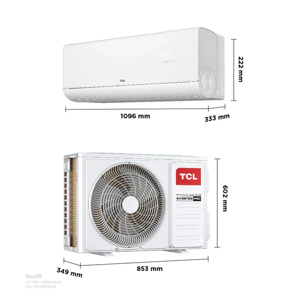 سبلت TCL TAC-18CHSD/MAX VoxIN 1.5 ton T3 انفيرتر 6 مراحل تحكم وتحويل تلقائي سوبر استوائي