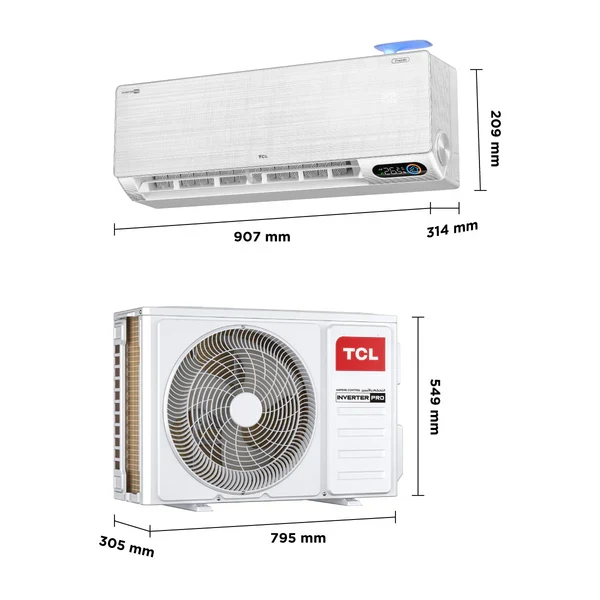 سبلت TCL TAC-12CHSD/FBI FreshIN T3 1 ton محرك تنقية الهواء ربط ذكي انفيرتر تحكم Inverter جداري