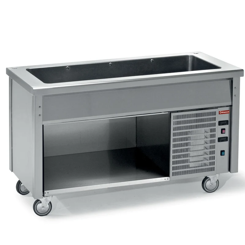 Edelstahl-Kühlwanne mit offenem Unterbau, 1200 mm, für 3 x GN 1/1, RCT12-R2
