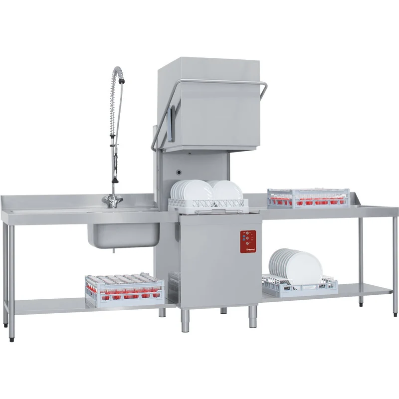 Durchschubspülmaschine, Korb 500x500 mm + Break Tank + kontinuierlicher Entkalkung - D26/6B-AC