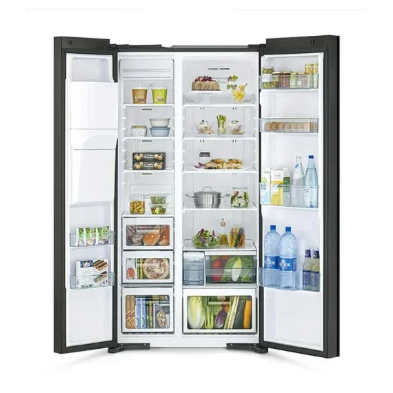 هيتاشي R-SX700GPUQ0 573L زجاج أسود سايد باي سايد Hitachi R-SX700GPUQ0 573L Black Glass Side-by-Side