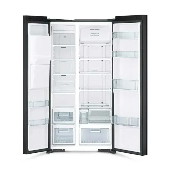 هيتاشي R-SX700GPUQ0 573L زجاج أسود سايد باي سايد Hitachi R-SX700GPUQ0 573L Black Glass Side-by-Side