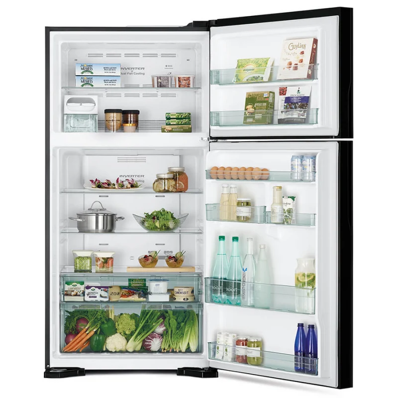 ثلاجة هيتاشي بابين 22 قدم ستيل HRTN8565DFBSLIQ Hitachi 2-Door Refrigerator - 22 cu ft Silver