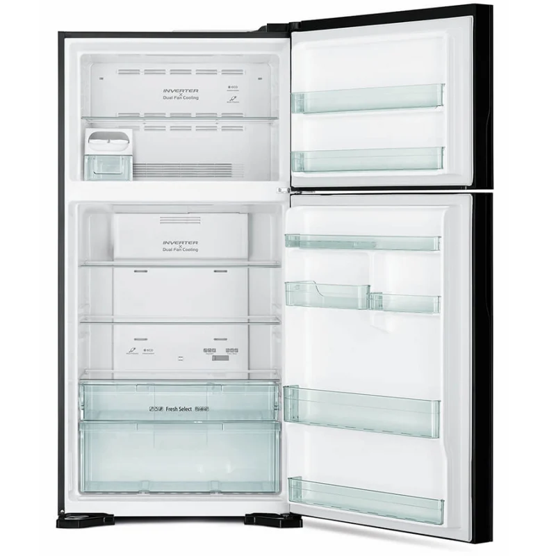 ثلاجة هيتاشي بابين 22 قدم ستيل HRTN8565DFBSLIQ Hitachi 2-Door Refrigerator - 22 cu ft Silver