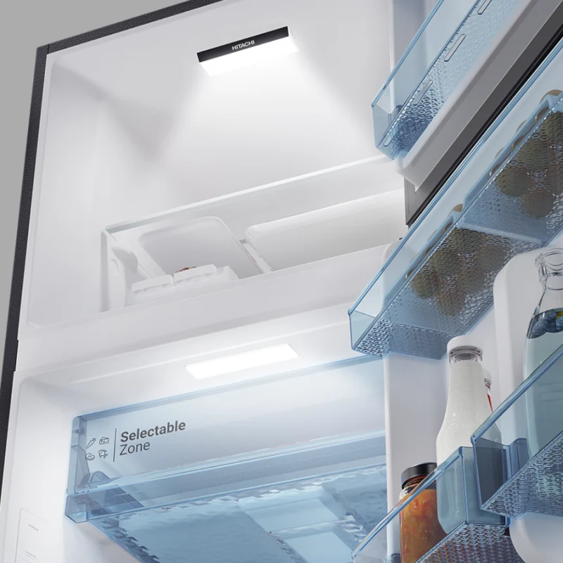 ثلاجة هيتاشي - 17 قدم زجاج اسود -HRTN6443SGBK Hitachi Refrigerator - 17 cu ft - Two Door Refrigerator -