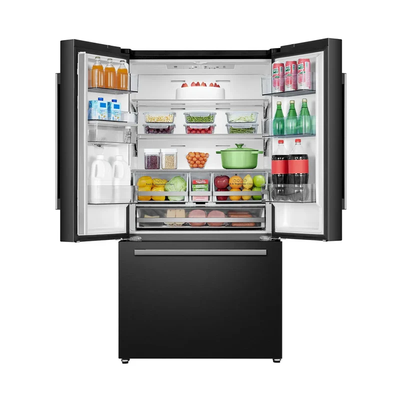 ثلاجة هايسنس موديل فرنسي RF820N4WBU – 575 لتر – 21 قدم – إنفرتر – أسود French Door Refrigerator - 575 L - 21 Ft - Inverter - Black