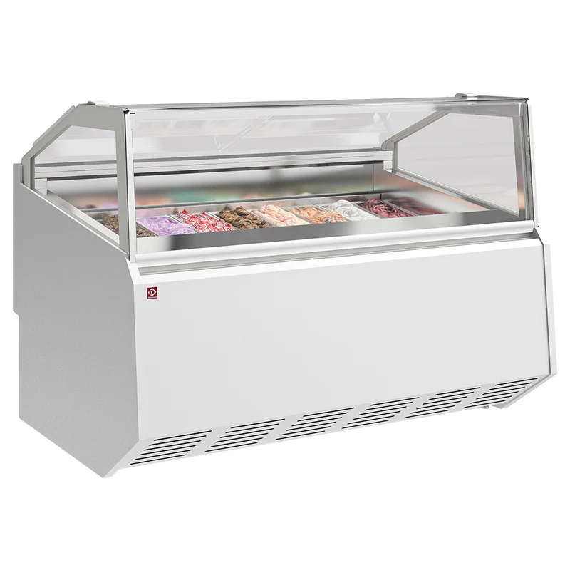Eisvitrine für 18 x 5L Behälter , 1605 mm , Steckerfertig, QUEB16-V5