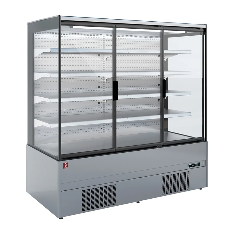 Professionelles Wandkühlregal mit Glastüren , Edelstahl , 866 mm, QML09-HX