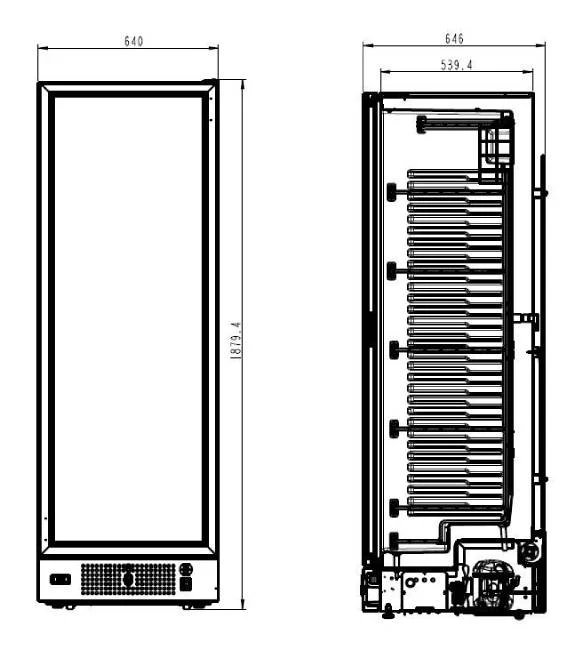 Tiefkühlschrank, 1 Glastür, schwarz, 382L