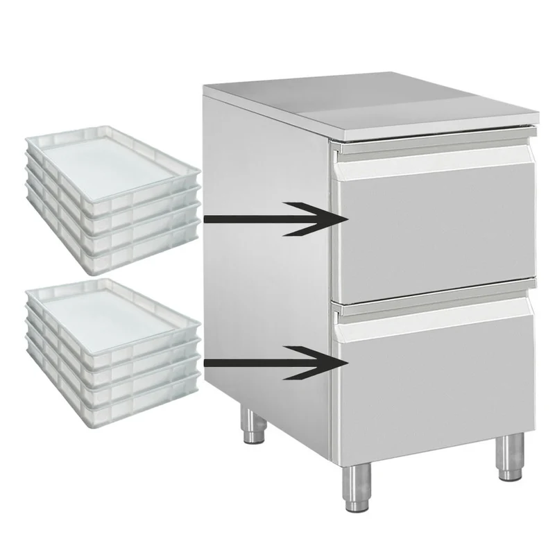 Kommode für Teig, 2 neutrale Schubladen (8x Behälter 600x400) - CATP/P9