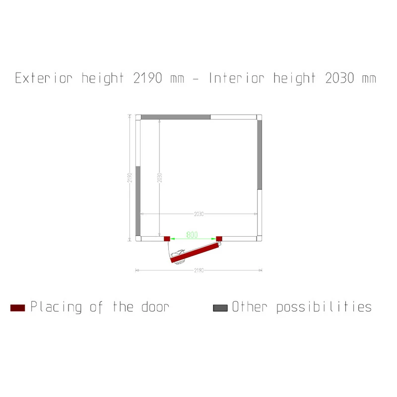 Kühlzelle ISO 80, Innendim. 2030 x 2030 xh 2030 mm (8,37 m³) - C90A/BF