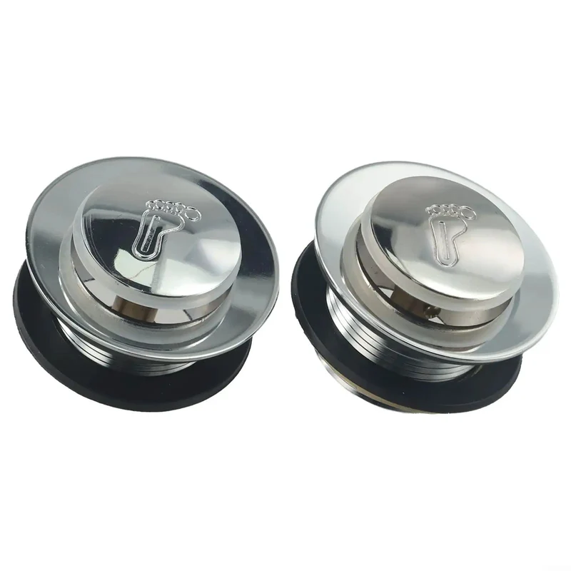 Rock Solid Pop Up Bathtub Drain Plug Two Pack With Killer Water Tight Seal And No Sweat Push Button Setup Crafted From Heavy Duty Brass And Alloy Tough Silver Coating For Easy Tub Shower Drain Swap