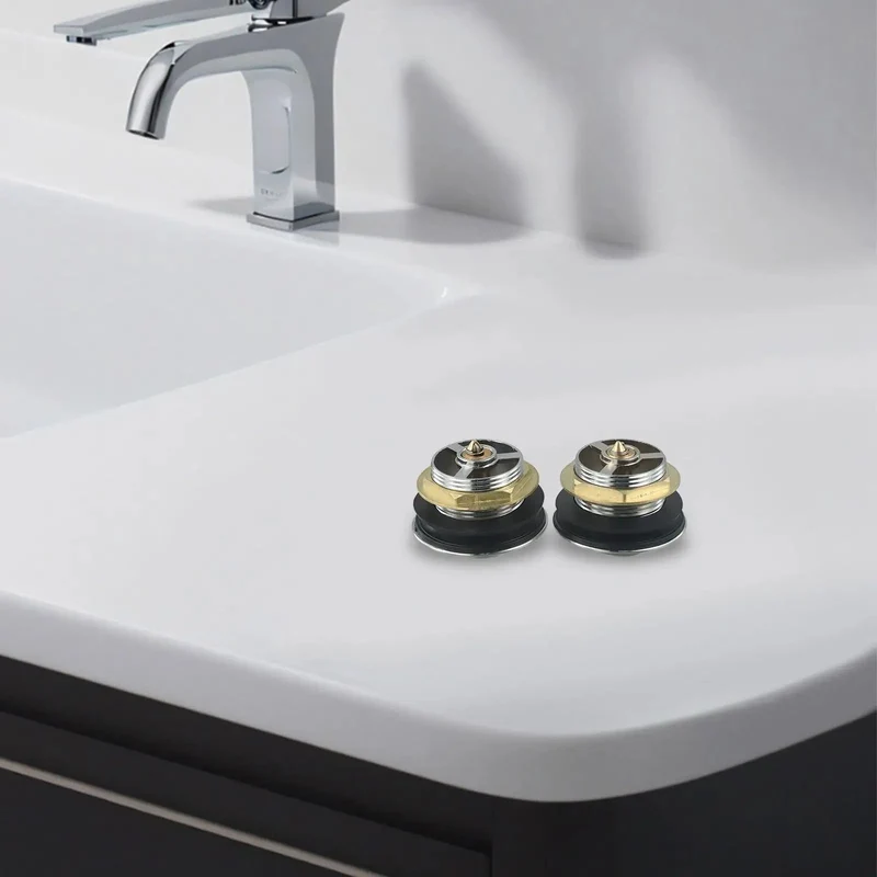 Rock Solid Pop Up Bathtub Drain Plug Two Pack With Killer Water Tight Seal And No Sweat Push Button Setup Crafted From Heavy Duty Brass And Alloy Tough Silver Coating For Easy Tub Shower Drain Swap