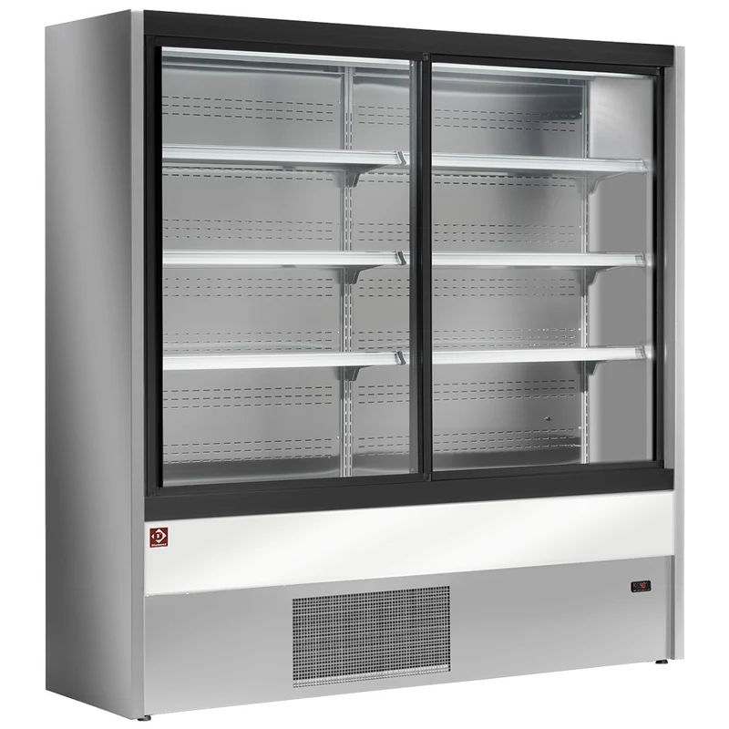 Kühlwandregal mit Glastüren , 100 cm breit , Umluftkühlung, PD10/A7-R2C