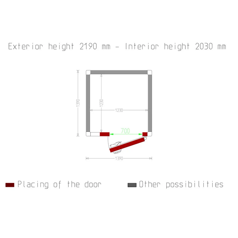 Kühlzelle ISO 80, Innendim. 1230 x 1230 xh 2030 mm (3,07 m³) - C35A/BF