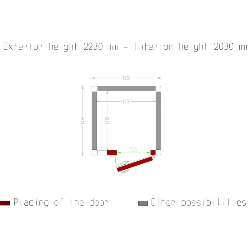Kühlzelle ISO 100, Innendim. 1230 x 1230 xh 2030 mm (3,07 m³) - C35A/10BF