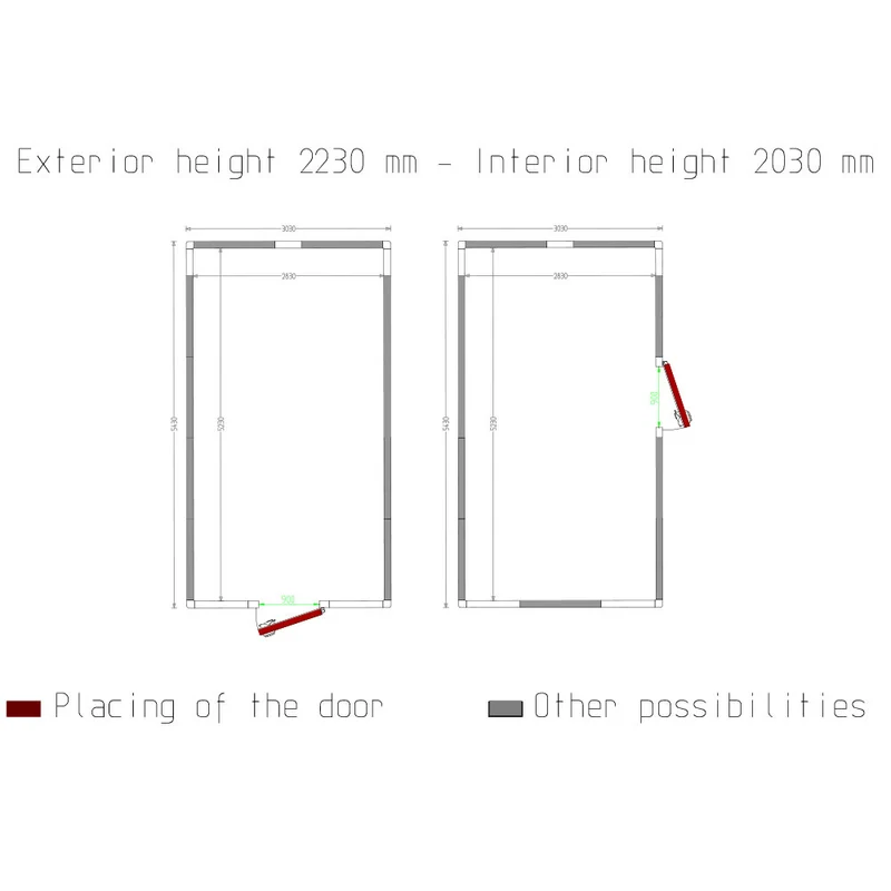 Zelle ISO 100, dim.int. 2830 x 5230 xh 2230 mm (33,01 m³) - C3310/XBF