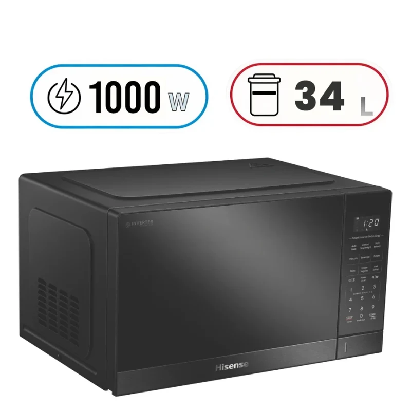 ميكروويف هايسنس – 34 لتر – 1000 واط – ستانلس ستيل Microwave - 34 Liters - 1000W - Stainless Steel