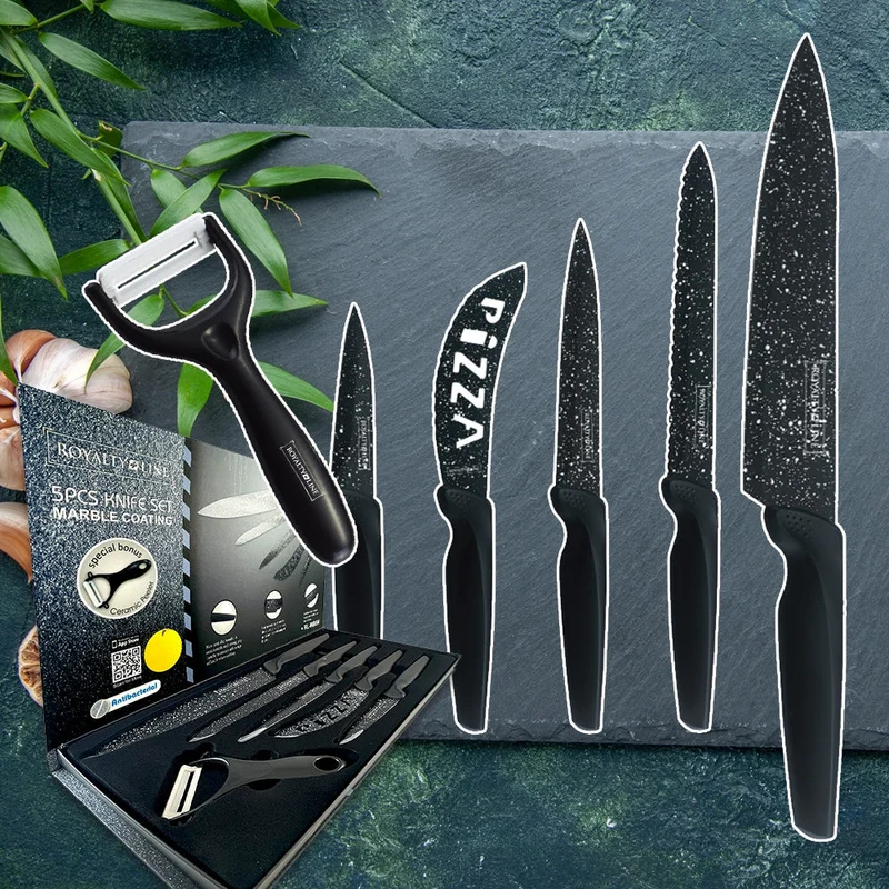 Messerset (5-teilig + Schäler) Royalty Line mit Marmorbeschichtung